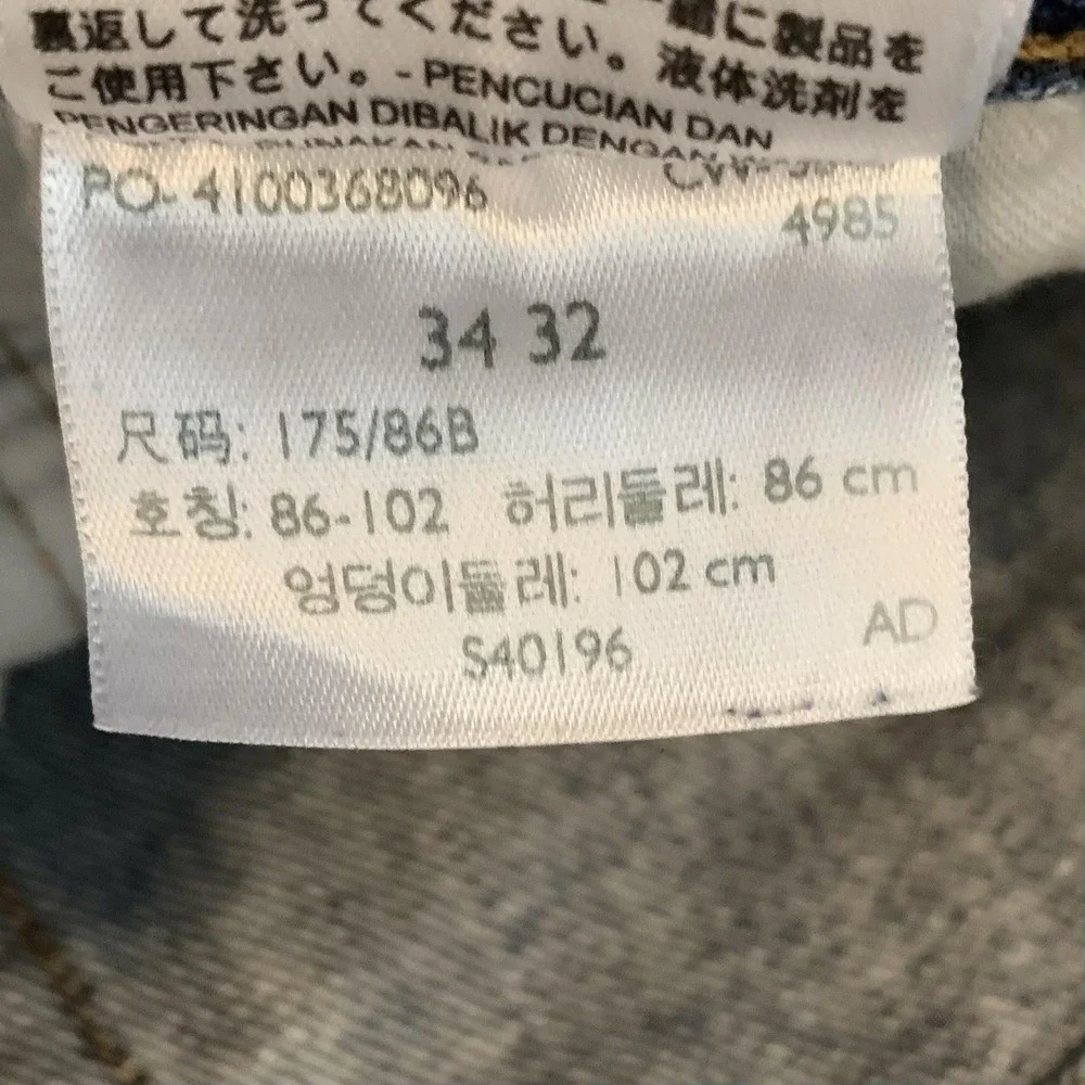 Levis 501 Jeans Mens 34x32 (33x29) Medium Wash‎ Blue Straight Button Fly Denim